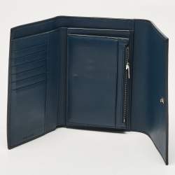 Celine Navy Blue/Burgundy Leather Frame Trifold Wallet