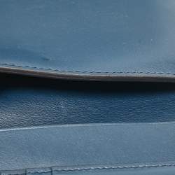 Celine Navy Blue/Burgundy Leather Frame Trifold Wallet