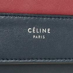Celine Navy Blue/Burgundy Leather Frame Trifold Wallet