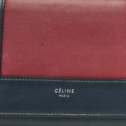 Celine Navy Blue/Burgundy Leather Frame Trifold Wallet