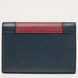 Celine Navy Blue/Burgundy Leather Frame Trifold Wallet