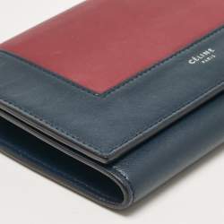 Celine Navy Blue/Burgundy Leather Frame Trifold Wallet