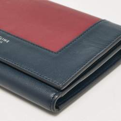 Celine Navy Blue/Burgundy Leather Frame Trifold Wallet