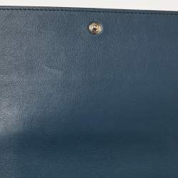 Celine Navy Blue/Burgundy Leather Frame Trifold Wallet