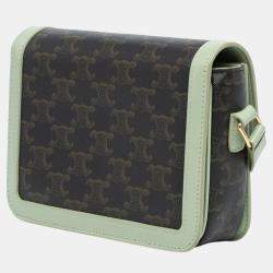 Celine Brown/Green Teen Triomphe Coated Canvas Crossbody