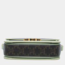 Celine Brown/Green Teen Triomphe Coated Canvas Crossbody