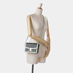 Celine Brown/Green Teen Triomphe Coated Canvas Crossbody