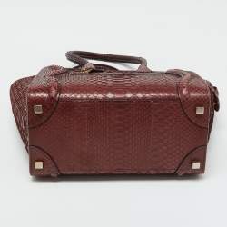 Celine Dark Burgundy Python Micro Luggage Tote