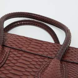 Celine Dark Burgundy Python Micro Luggage Tote