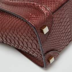 Celine Dark Burgundy Python Micro Luggage Tote