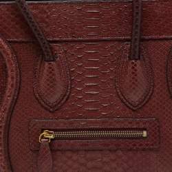 Celine Dark Burgundy Python Micro Luggage Tote