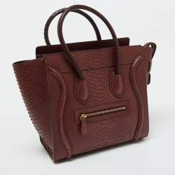 Celine Dark Burgundy Python Micro Luggage Tote