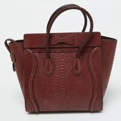 Celine Dark Burgundy Python Micro Luggage Tote