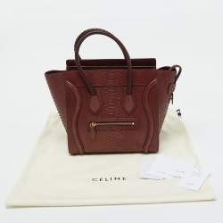 Celine Dark Burgundy Python Micro Luggage Tote