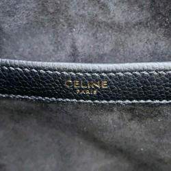 Pre Owned Celine Black Calf Leather Cabas Drawstring Cuir Triomphe Tote Bag