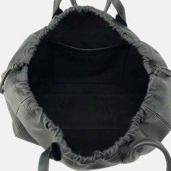 Pre Owned Celine Black Calf Leather Cabas Drawstring Cuir Triomphe Tote Bag