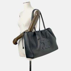 Pre Owned Celine Black Calf Leather Cabas Drawstring Cuir Triomphe Tote Bag