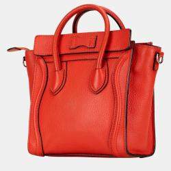 Celine Red Nano Luggage Tote Leather Satchel