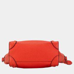 Celine Red Nano Luggage Tote Leather Satchel