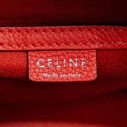 Celine Red Nano Luggage Tote Leather Satchel