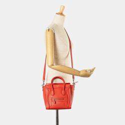 Celine Red Nano Luggage Tote Leather Satchel