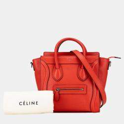 Celine Red Nano Luggage Tote Leather Satchel