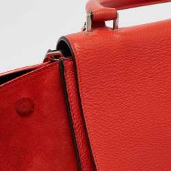 Pre Owned Celine Orange Leather and Suede Medium Trapeze Top Handle Bag