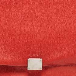 Pre Owned Celine Orange Leather and Suede Medium Trapeze Top Handle Bag