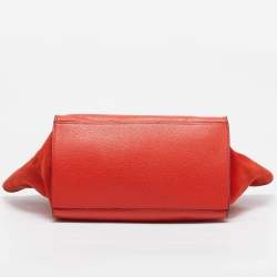 Pre Owned Celine Orange Leather and Suede Medium Trapeze Top Handle Bag