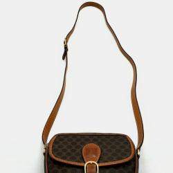 Celine Leather Brown Macadam Shoulder Bag