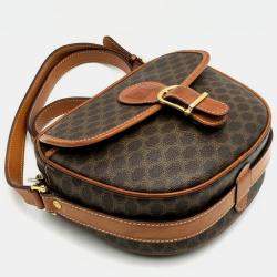 Celine Leather Brown Macadam Shoulder Bag