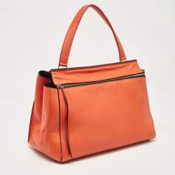 Pre Owned Celine Orange Leather Large Edge Top Handle Bag