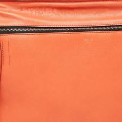 Pre Owned Celine Orange Leather Large Edge Top Handle Bag