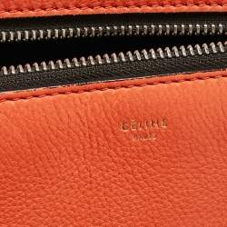 Pre Owned Celine Orange Leather Large Edge Top Handle Bag