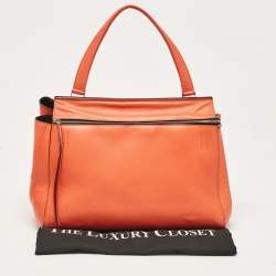 Pre Owned Celine Orange Leather Large Edge Top Handle Bag