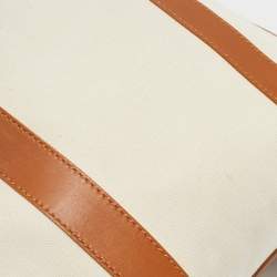 Pre Owned Celine Beige/Off White Canvas and Leather Horse Carriage Tote