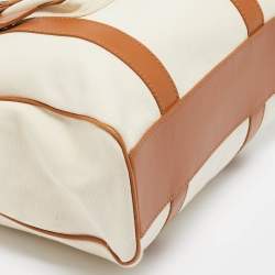 Pre Owned Celine Beige/Off White Canvas and Leather Horse Carriage Tote