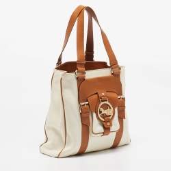Pre Owned Celine Beige/Off White Canvas and Leather Horse Carriage Tote