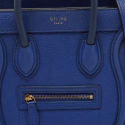 Pre Owned Celine Blue Leather Nano Luggage Tote
