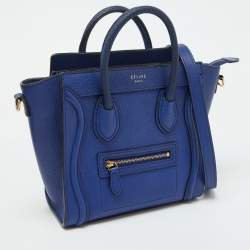 Pre Owned Celine Blue Leather Nano Luggage Tote