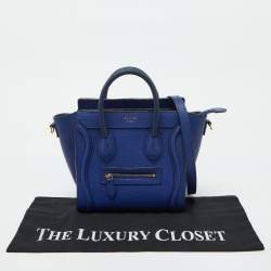 Pre Owned Celine Blue Leather Nano Luggage Tote