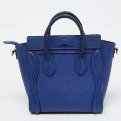 Pre Owned Celine Blue Leather Nano Luggage Tote