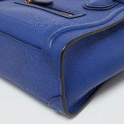 Pre Owned Celine Blue Leather Nano Luggage Tote