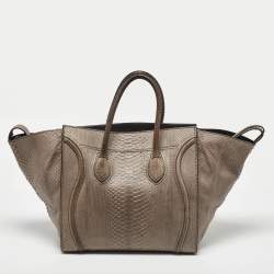 Pre Owned Celine Grey Python Medium Phantom Luggage Tote