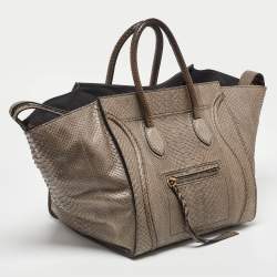 Pre Owned Celine Grey Python Medium Phantom Luggage Tote