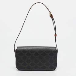 Pre Owned Celine Tan Triomphe Canvas and Leather Claude Shoulder Bag