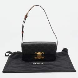 Pre Owned Celine Tan Triomphe Canvas and Leather Claude Shoulder Bag
