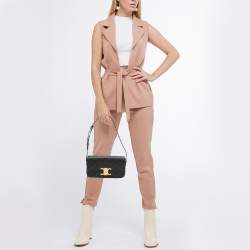 Pre Owned Celine Tan Triomphe Canvas and Leather Claude Shoulder Bag