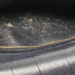 Celine Black Croc Embossed Leather and Suede Medium Trapeze Top Handle Bag