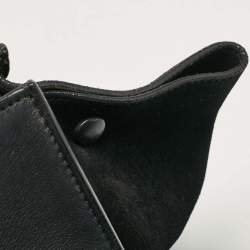 Celine Black Croc Embossed Leather and Suede Medium Trapeze Top Handle Bag